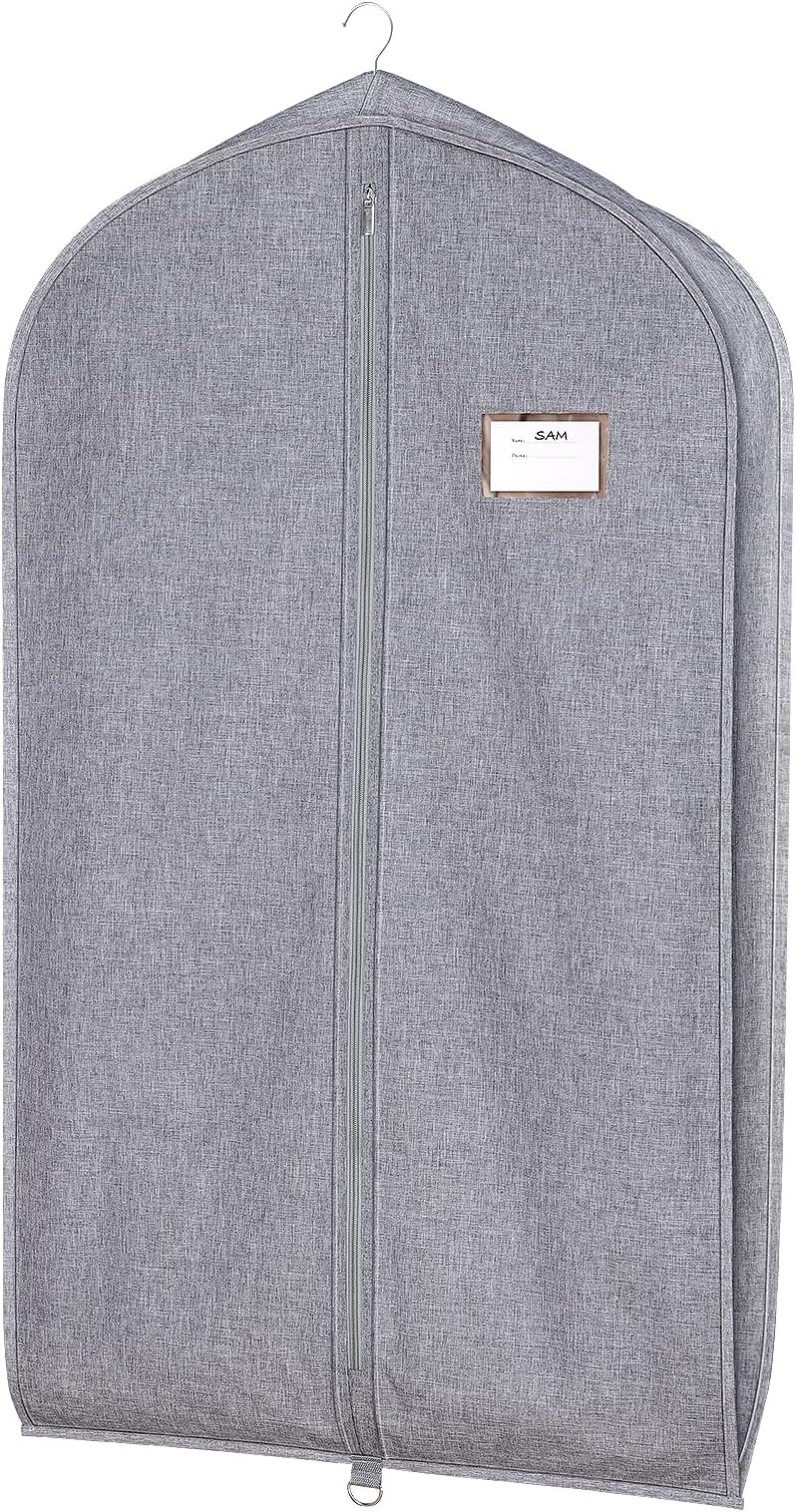 Univivi Premium Suit Bag for Hanging Clothes, 43 Inch Suit Cover Garment Bags for Storage, Clothes Covers with Zipper & Eye-Hole for Suits, Coats, Jackets, Shirts, 1 Pack - Gray