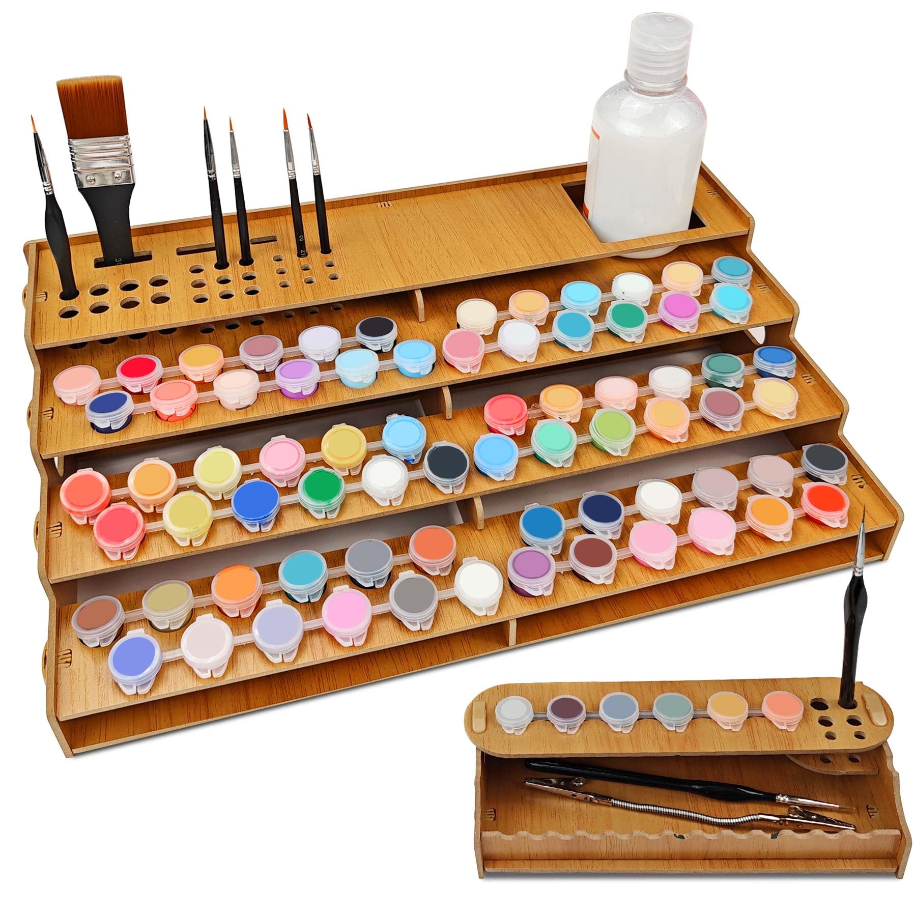 Bougimal Organisateur de peinture par numéro 78 cases et 32 pinceaux