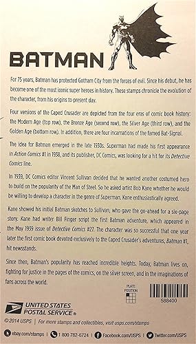 Miniatura 2 de USPS Batman DC Comics Forever Stamps - hoja de 20 - Scott 4928-35
