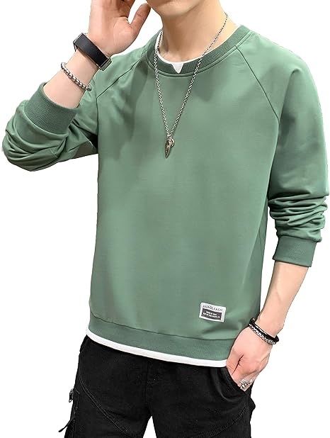 Amazon Xiongying Tシャツ メンズ パーカー 長袖 無地 秋服 ゆったり レイヤード風 大きいサイズ カジュアル 丸襟 柔らかい おしゃれ トレーナー 秋 トレーナー パーカー 通販