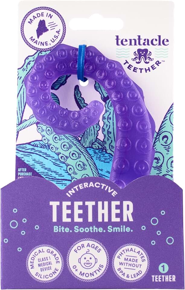 – Made in USA Medical Grade Silicone Teether for Infants – Multi-Stage Molar Relief & Interactive Parent-Finger Fit – 0-24 Months