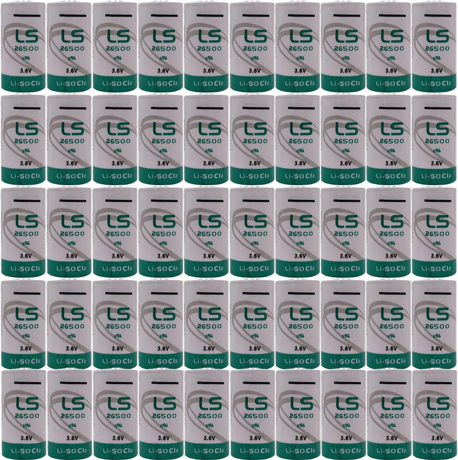 (50-Pcs) LS26500 C Size Battery 3.6V 7700mAh Lithium for Carbon Monoxide Detectors,Invisible Fencing,Smart Utility Metering etc (3.6 Volt, 7.7 Ah, Non-Rechargeable)