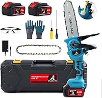 Vista 1 de Mini motosierra inalámbrica de 8 pulgadas con 2 baterías de 5200 mAh, motosierra eléctrica portátil, engrasador automático, sierra de mano pequeña a