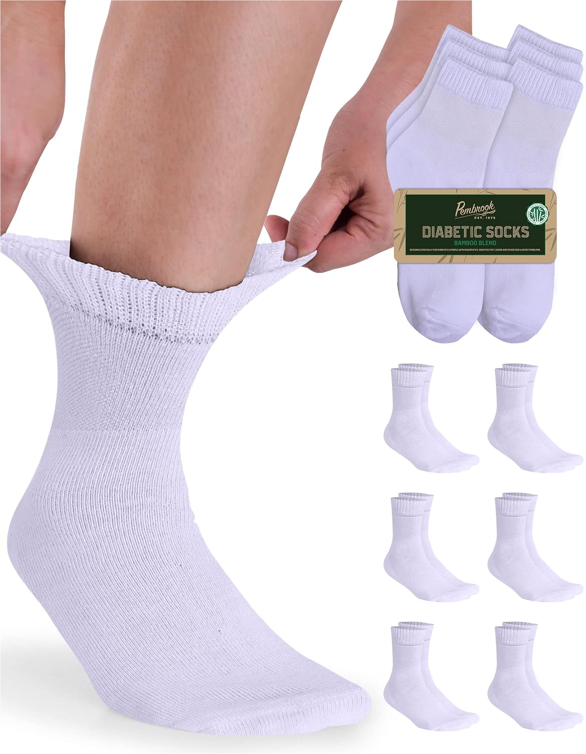 Bamboo Diabetic Socks Women & Men - 6 Pairs Neuropathy Socks | Bamboo Socks Womens | Diabetic Socks for Women Size 6-9 | 9-11