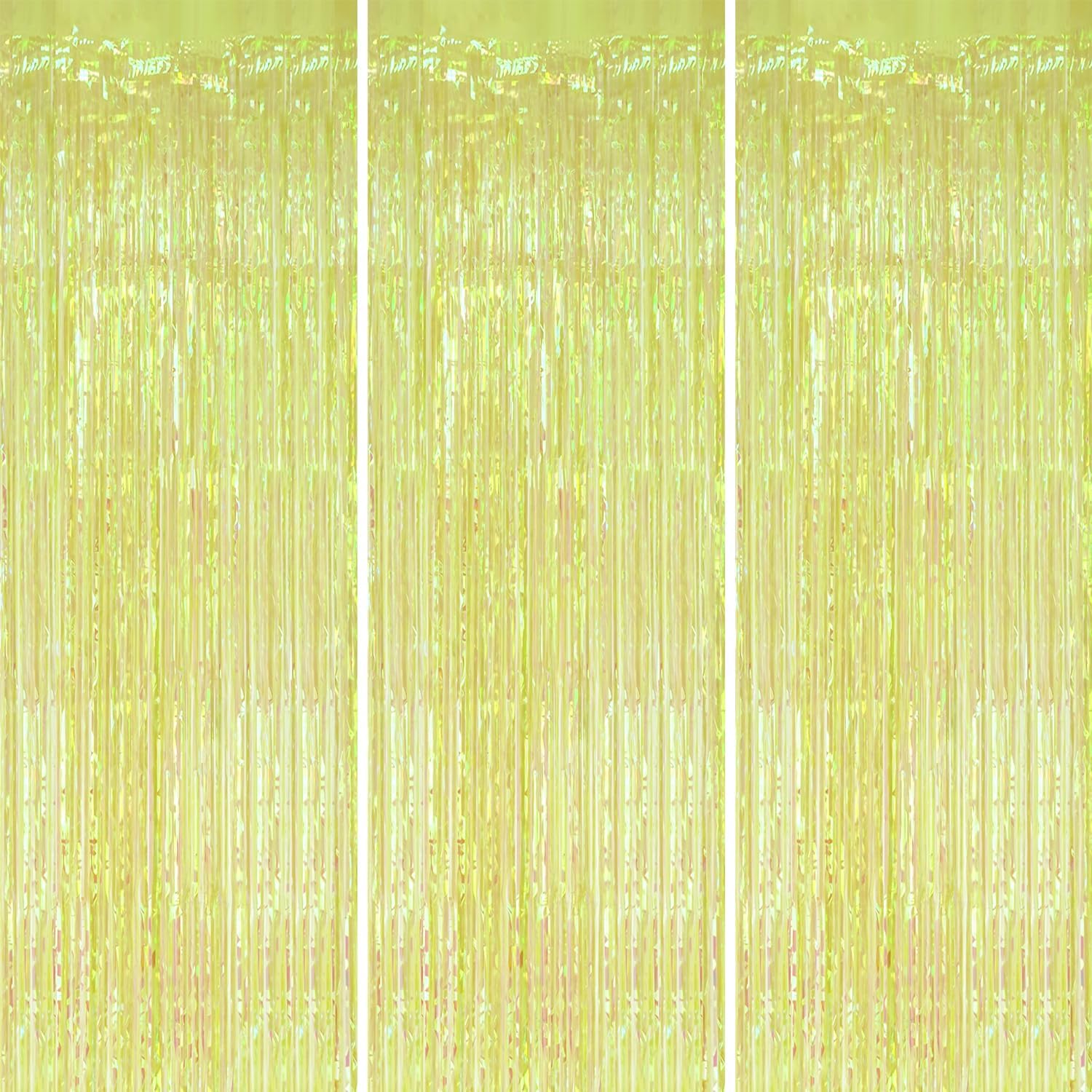 3-Pack Foil Fringe Backdrop — Transparent Green Shiny Tinsel Curtains for Party Decoration/Photo Booth Props - 3.3x8.2 FT Metallic Foil Backdrop for Birthday Wedding Graduation Christmas