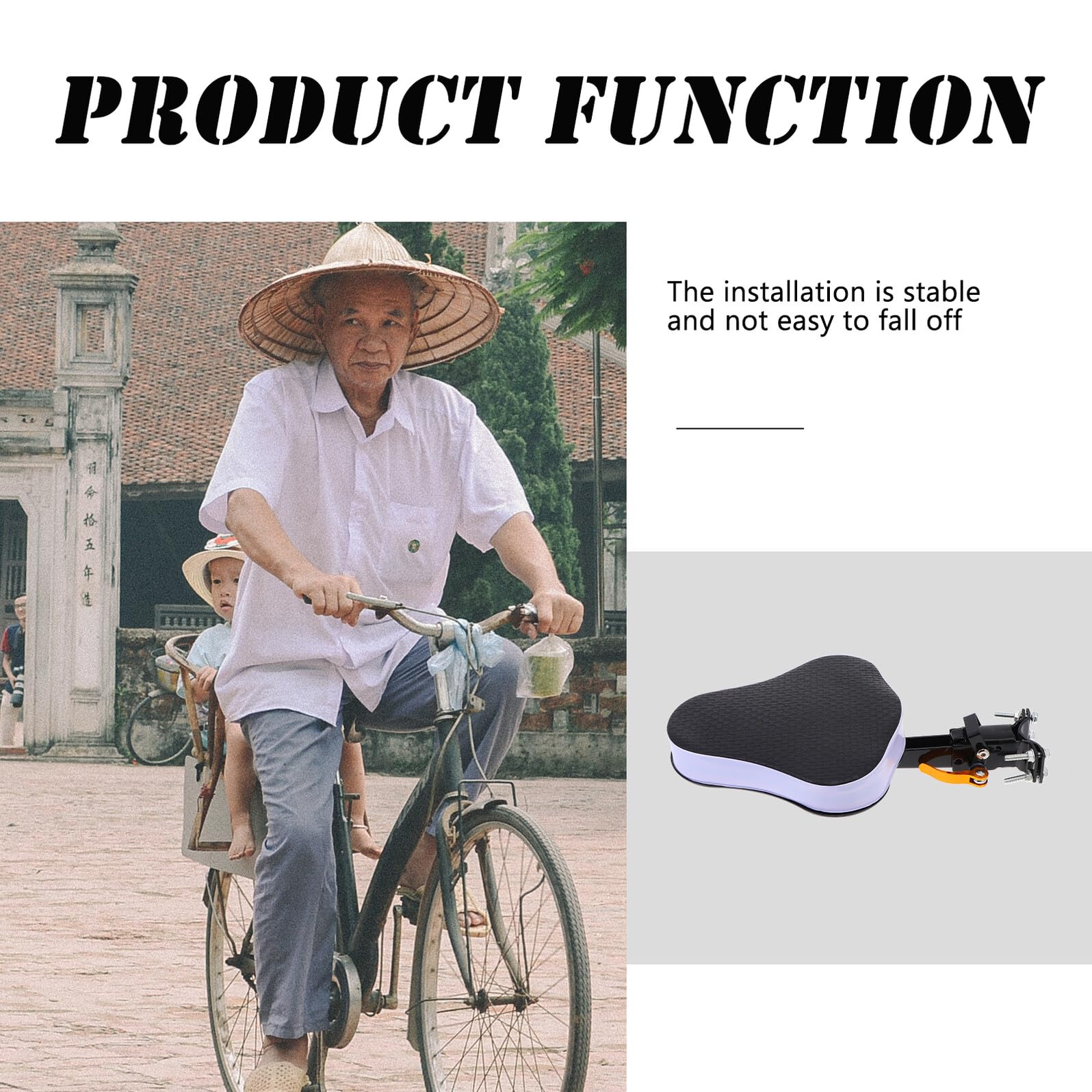 ULTECHNOVO Siège Carbone pour Garçon Vélo Pliable Filles Électrique et Élevée Acier Coussin Éponge, Capacité de Charge Sécurité Optimale en Bébé en Promenade