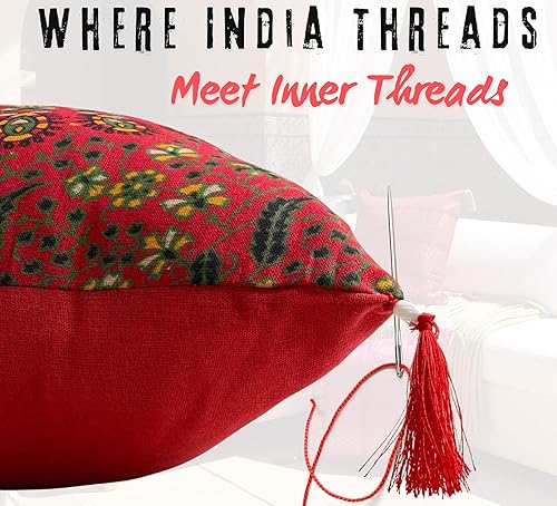 Miniatura 4 de 100% Cotton Mandala Pillow Covers Set of 5 Pcs Throw Pillows for Couch Decorative Pillow Covers 18x18 in. Boho Throw Pillows -Farmhouse Pillow