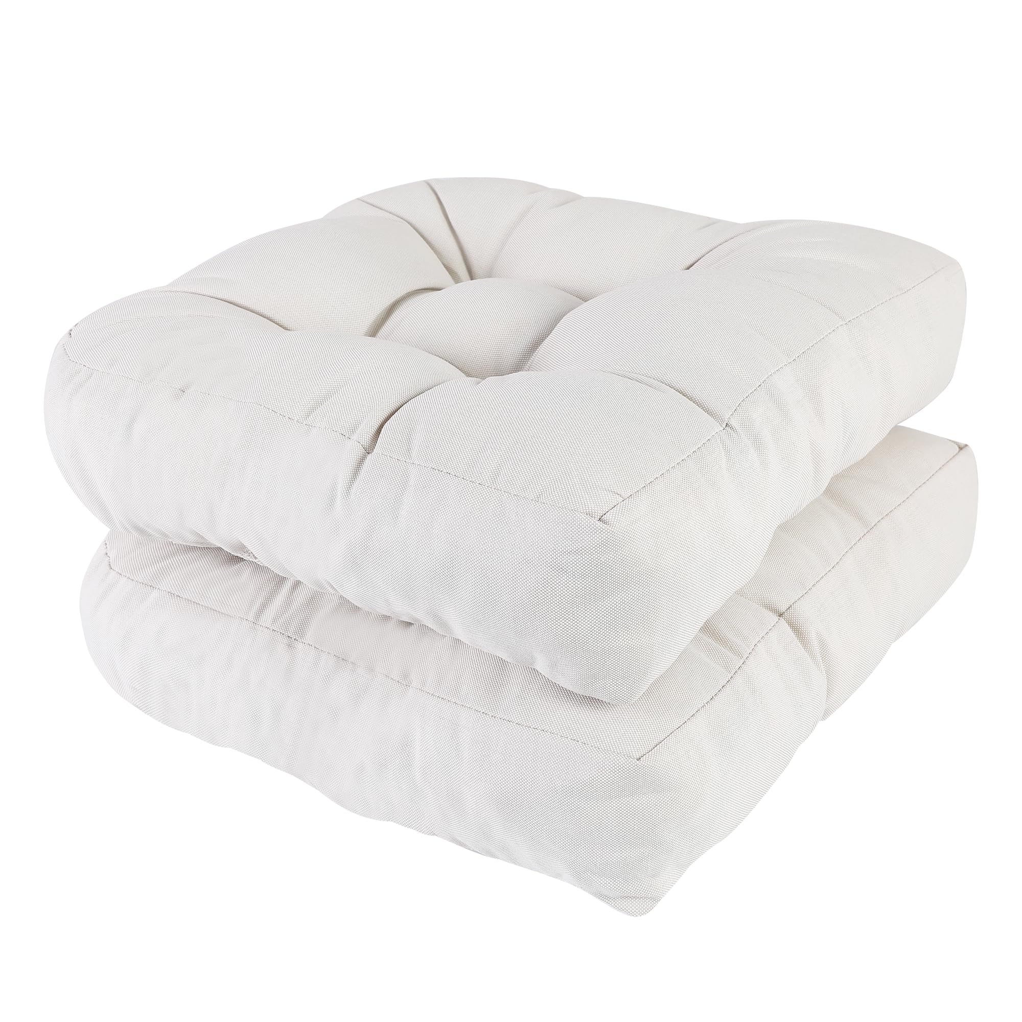 RACE LEAF 17" x 17" Patio Chair Cushions Beige - Outdoor/Indoor Tufted Memory Foam Chair Pads Set of 2, Water-Resistant Olefin Chair Seat Cushion