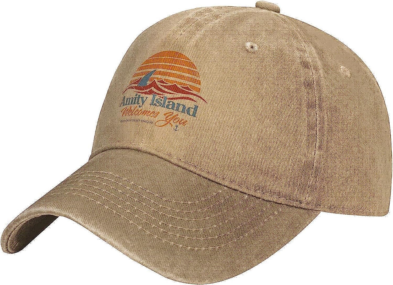 Nlwqekv Unisex Natural Jaws Amity Island Hats Baseball Caps Washed Dad Trucker Denim Cowboy Hat