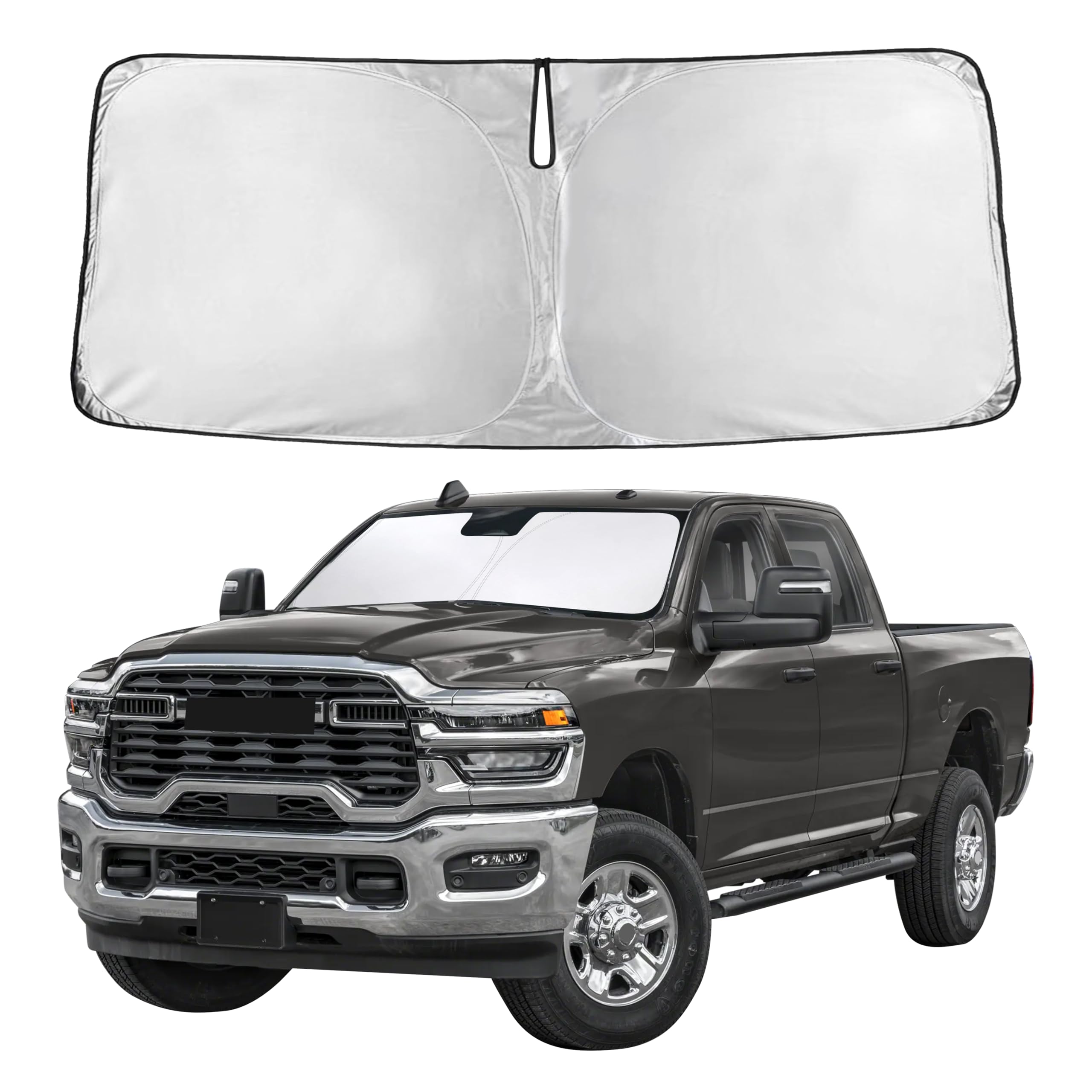 Windshield Sun Shade for Dodge Ram 2500 2010-2026 | Custom Fit Front Windshield Sunshade | UV Heat Blocker Sun Visor Protector | Foldable Reflective Window Shade Accessories