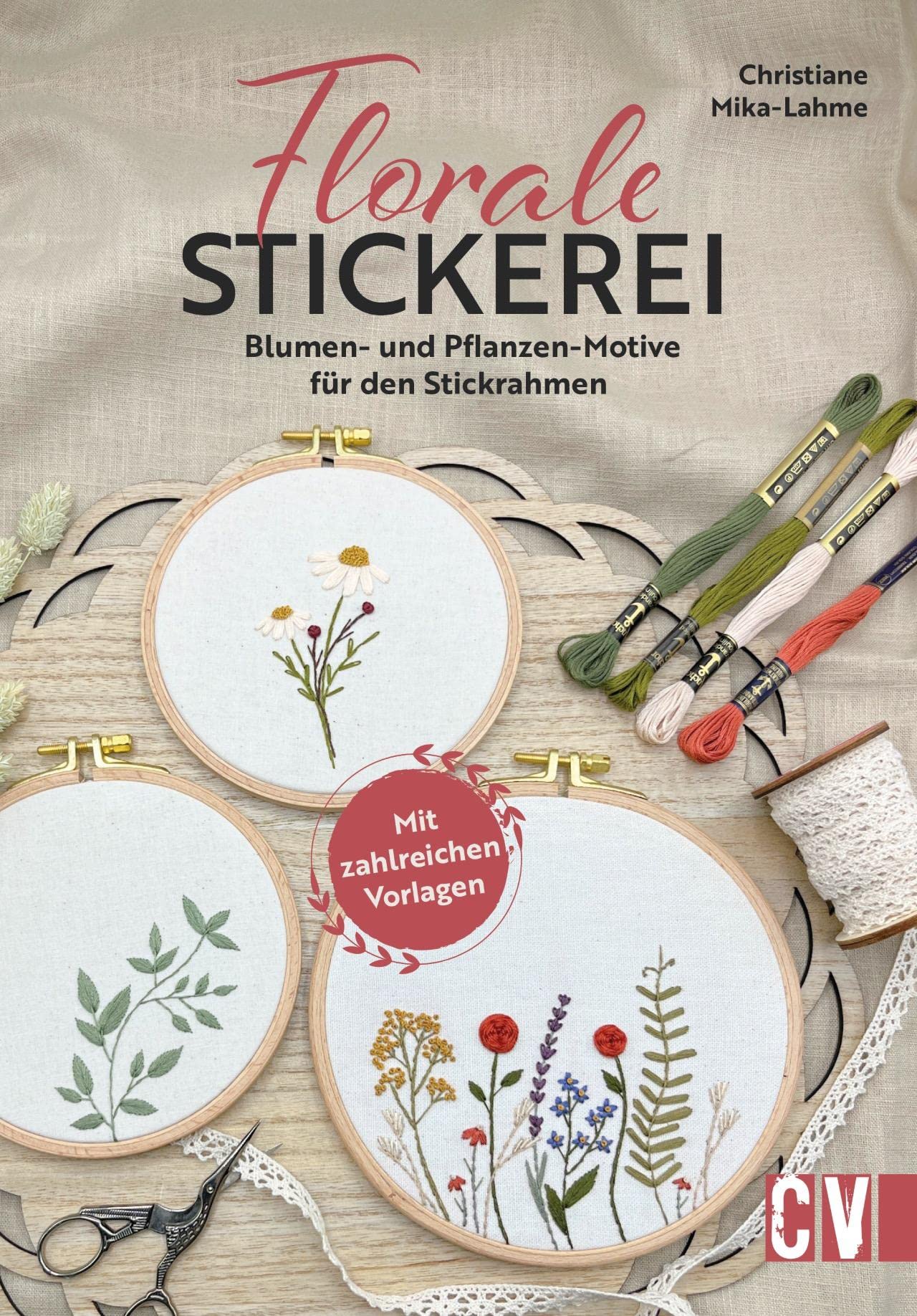 Wasserlösliche Stickvorlagen Für Anfänger - 2 Blätter Mit Blumenmotiven | Handstick-Set