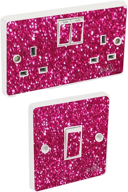 the grafix studio Pink Sequin Light Switch & Double Socket Sticker Vinyl/Skin cover