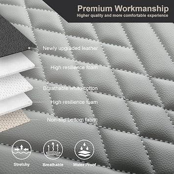 GIANT PANDA Leather Car Seat Cover Front Seat Cover Fits 95% of Vehicles (Grey 1 Piece)