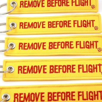 Rotary13B1 Remove Before Flight Keychain - Yellow/Red - 5 pieces
