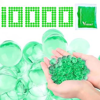 1 Packet Gel Water Balls/Water Beads/Refill Water Bead/Gel Blaster Ammo/Water Balls for Gun/Gel Balls for Kids/Gel Blaster Balls in Bottle/7-8mm Non-Toxic Water Beads Gel Guns(10000 Green)