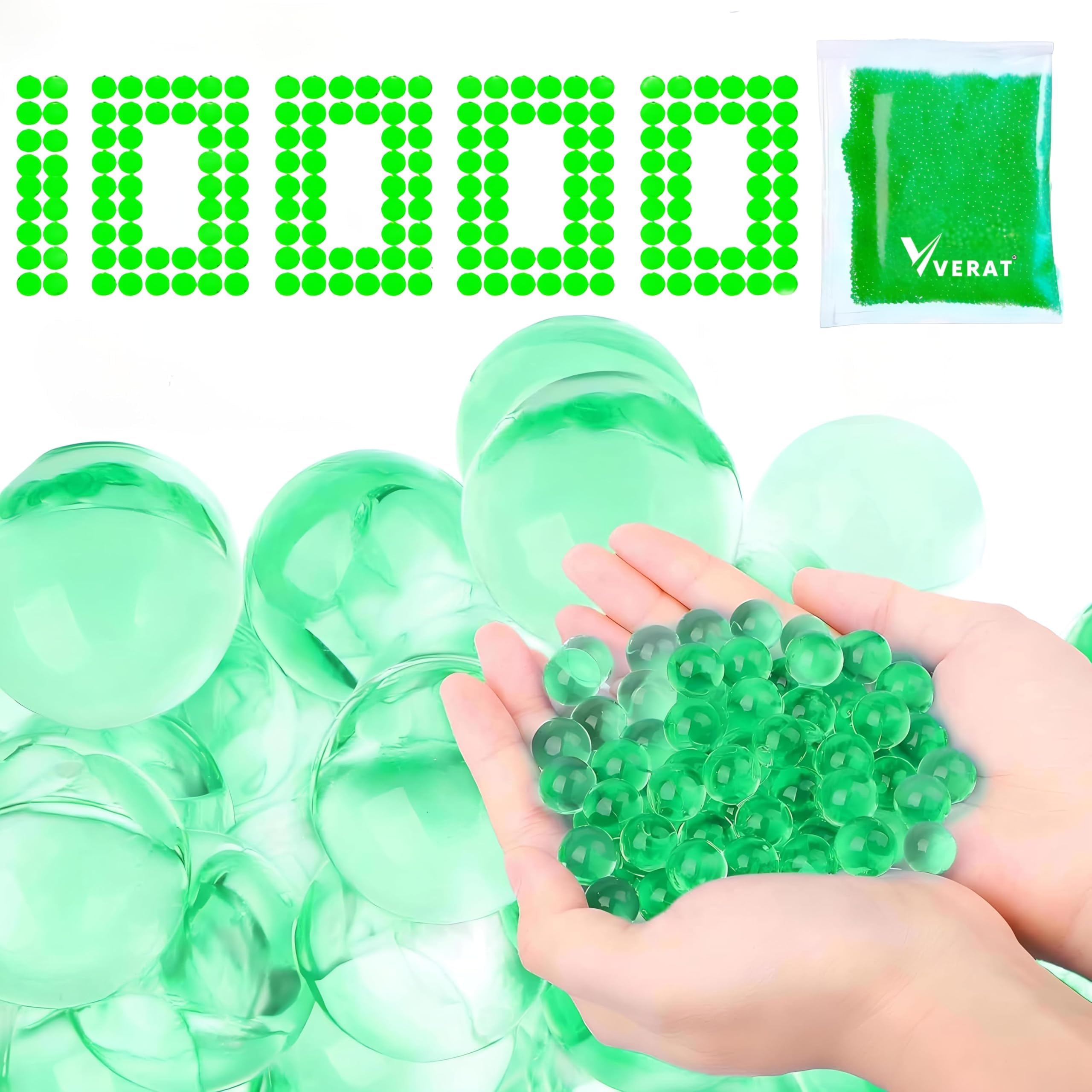 Verat 1 Packet Gel Water Balls/Water Beads/Refill Water Bead/Gel Blaster Ammo/Water Balls for Gun/Gel Balls for Kids/Gel Blaster Balls in Bottle/7-8mm Non-Toxic Water Beads Gel Guns(10000 Green)