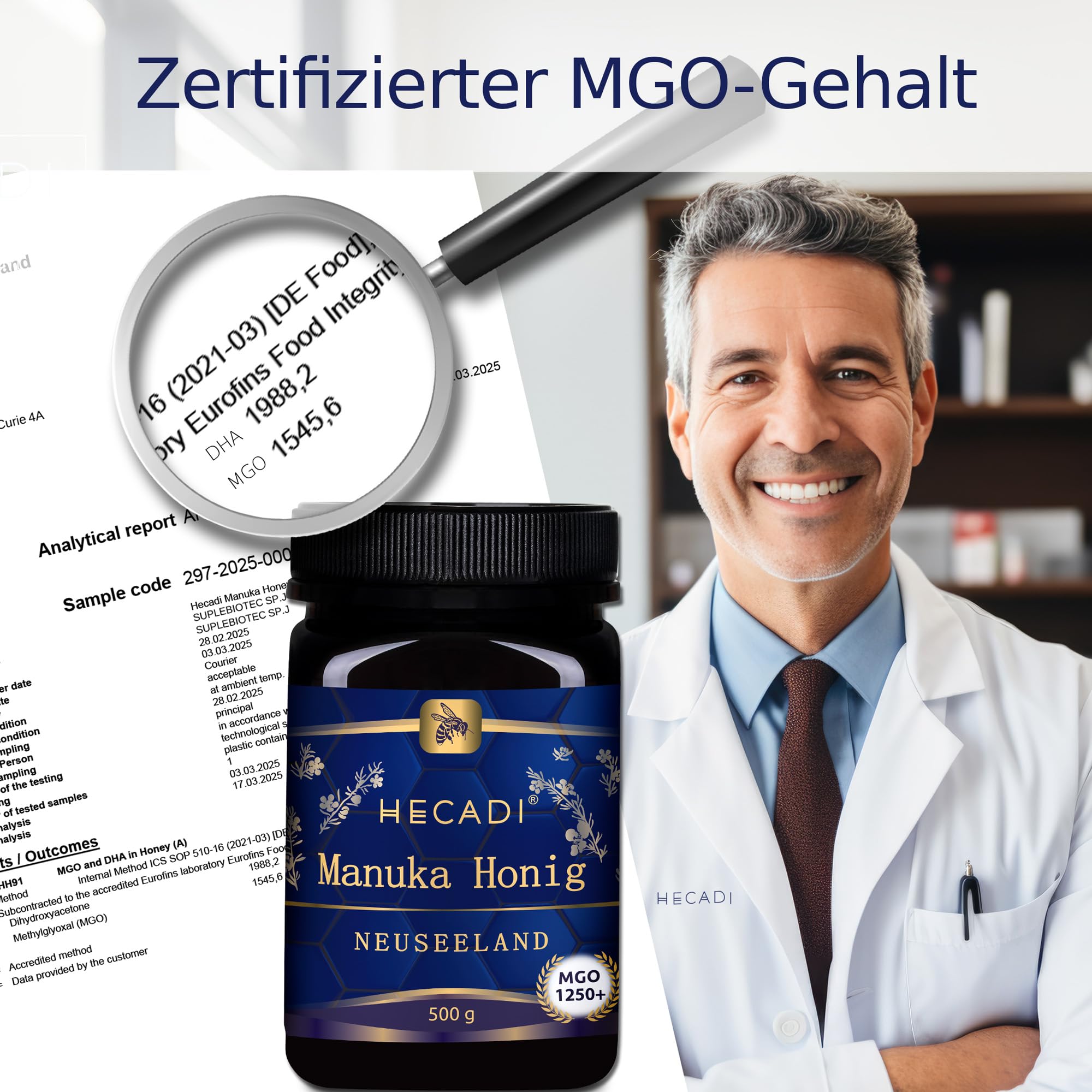 Miele di Manuka 1250+ Originale della Nuova Zelanda, con contenuto di MGO confermato 500g