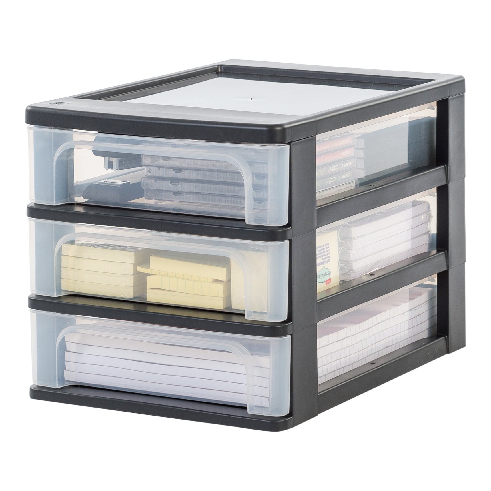 Iris OhyamaStorage chest, Organizer, 3 drawers of 4 LA4 size documents, see through drawers, office, living room - Organizer Chest OCH-2030 - Black