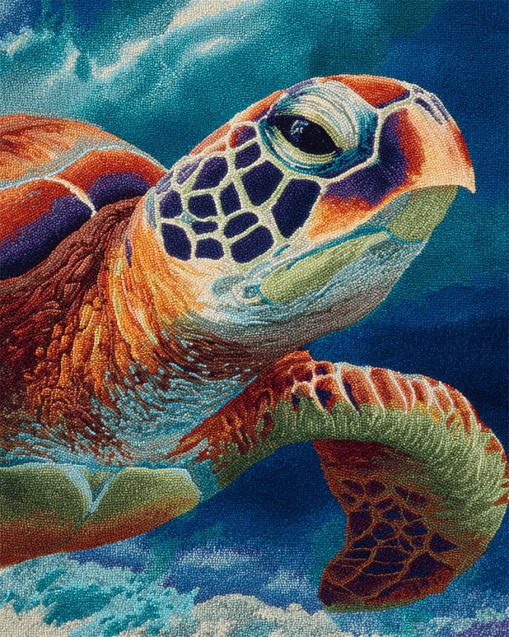 AxiangziK DIY Stamped Cross Stitch Kits Fantasy Turtle 11CT 40x50cm