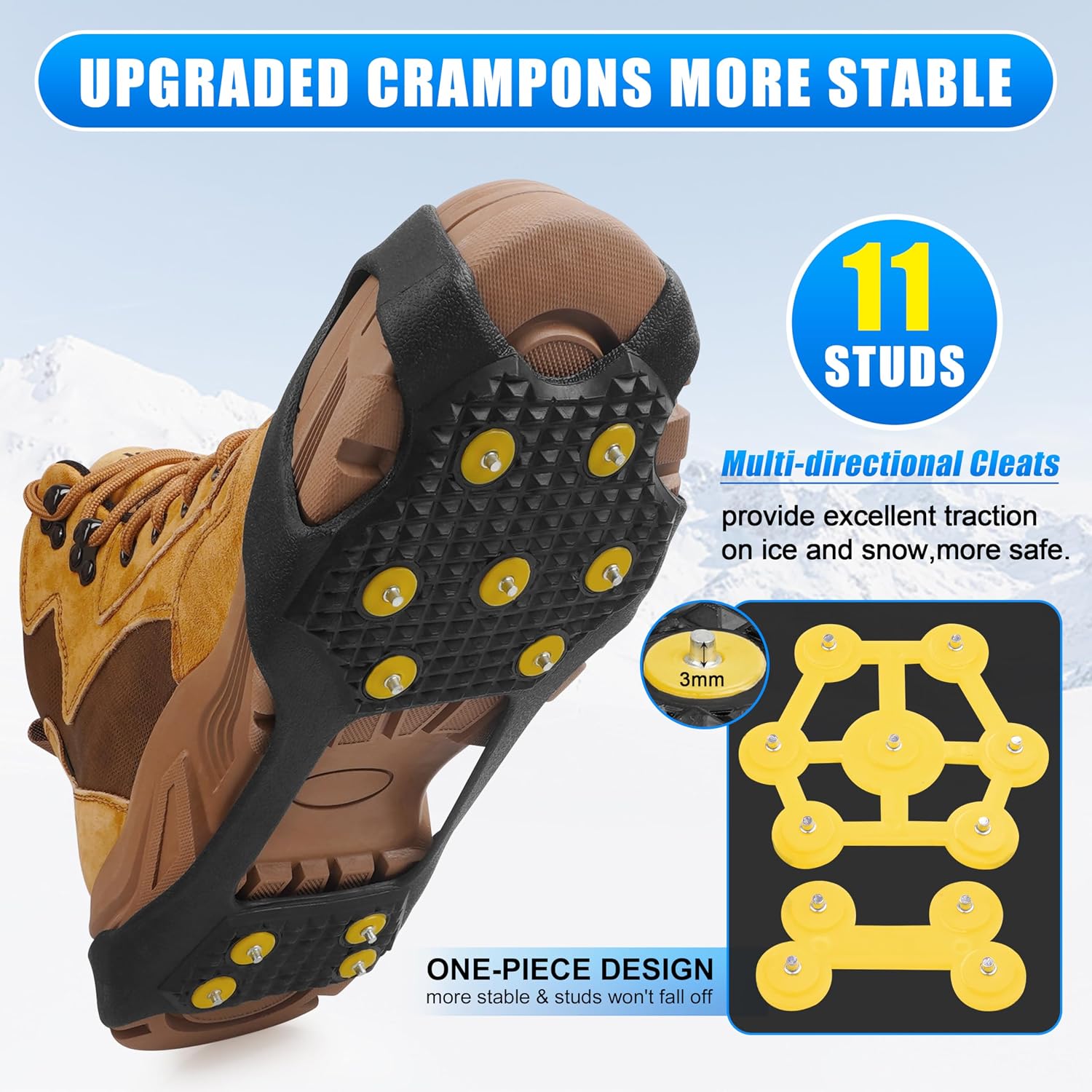 Ice Snow Cleats for Shoes and Boots Walk Traction Cleats Ice Crampon Non-Slip Overshoe for Men Women Winter Walking on Snow and Ice