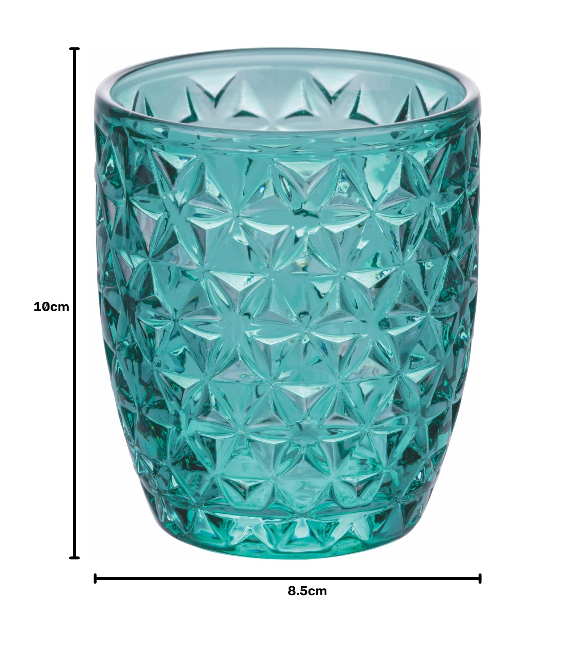 Zestaw 6 szklanek do wody, 350 ml, przezroczyste szkło witrażowe, geometria ocean