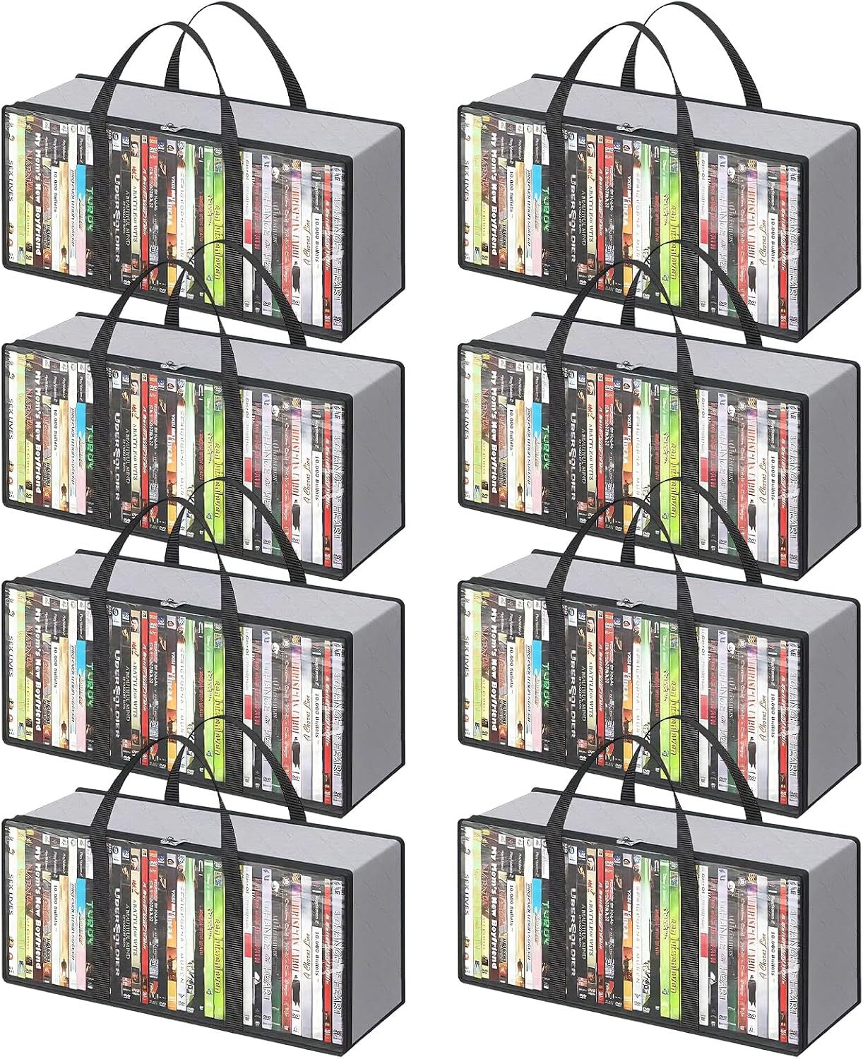 YAYODS 8 Pack DVD Storage Bags, Clear PVC CD Case Holder with Handles, Media Organizer for CDs, Blu-ray, Video Games, Albums, Movie Cases