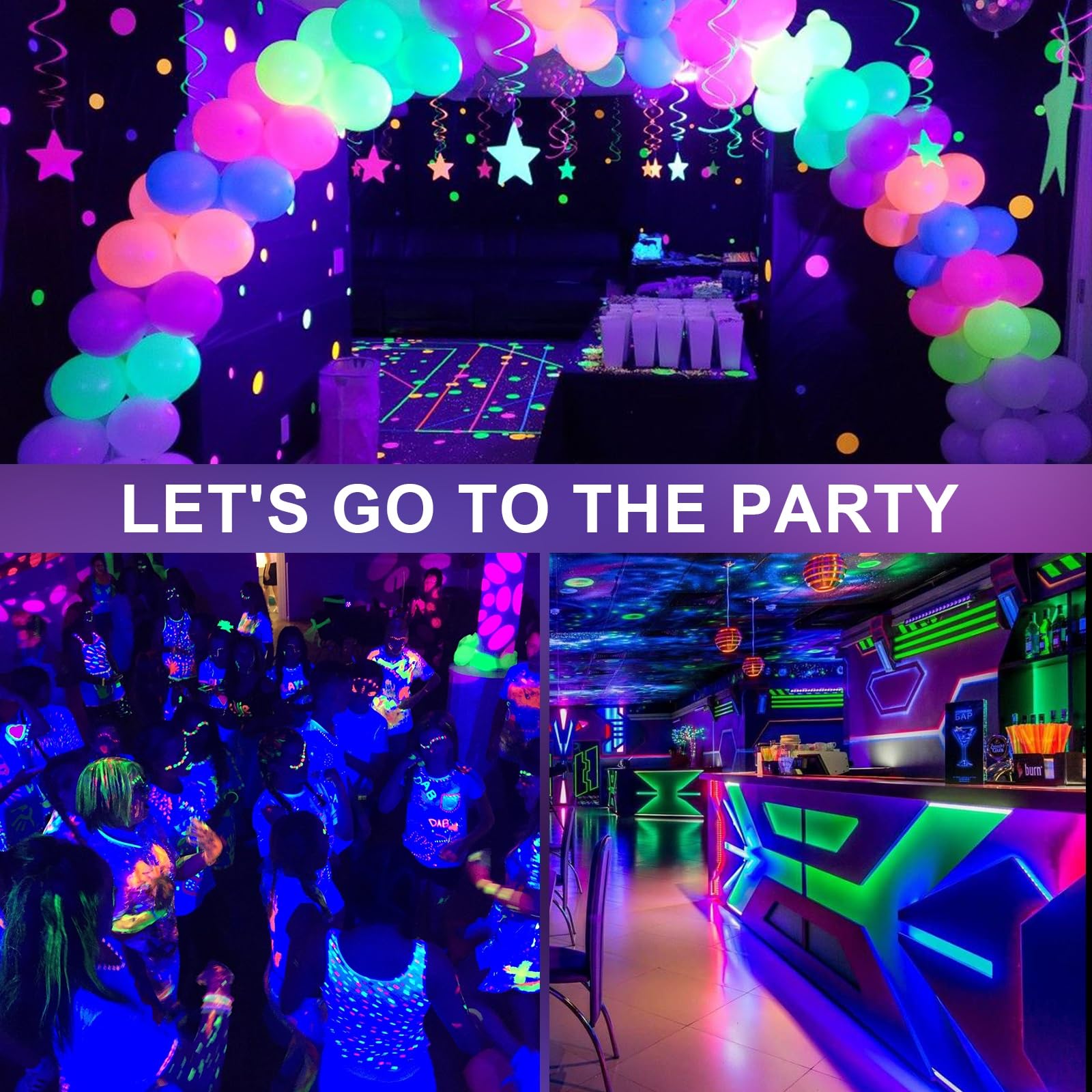 CREATESTAR LED Luce Nera 200W, Faro UV LED IP66 Impermeabile Faretto UV, Lampada per Poster Fluorescente, Halloween, Festa Glow, Discoteca, Acquario, Bar