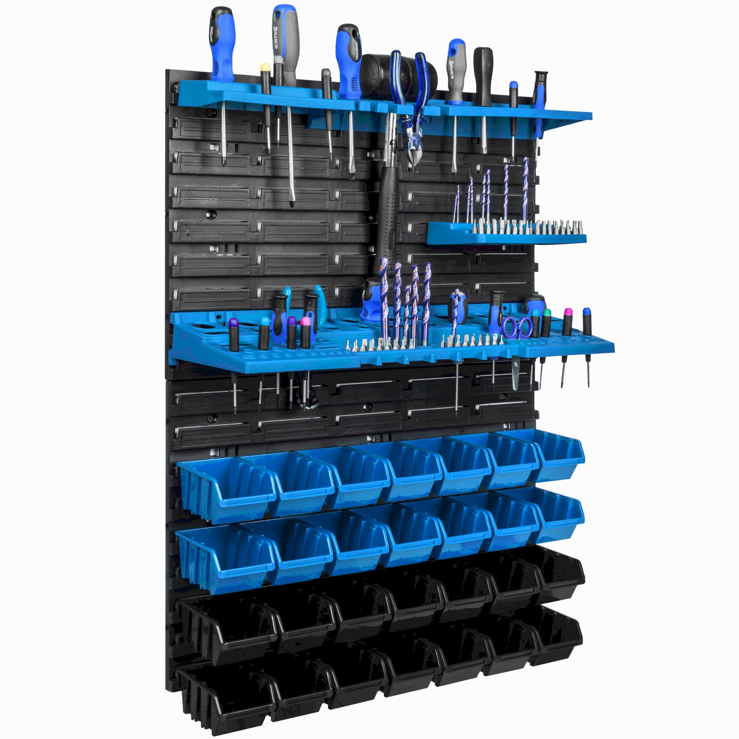 Workshop Storage System, 78 X 78 Cm, 21 Boxes, Wall Shelf With Tool Holders And Stacking Boxes, Extra Strong Wall Panels, Tool Holder, 8