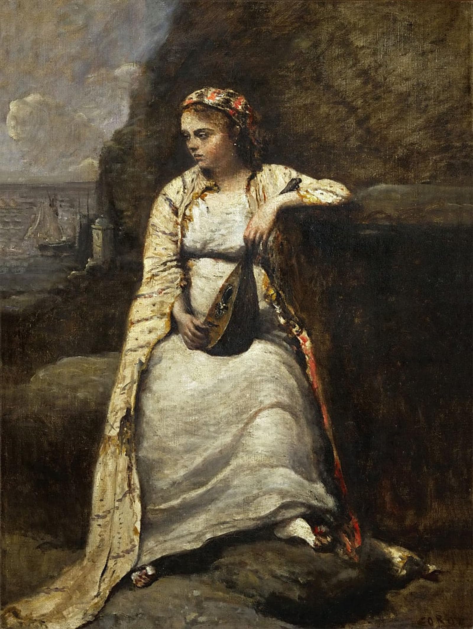 SERENDIPITP Retro Picture Poster Wall Art Pictures Painting Haydée by Jean Baptiste Camille Corot Wall Art Canvas Print for Wall Decor 60x90cm