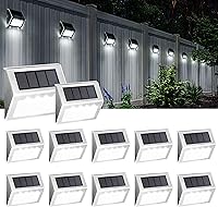 Solpex Solar Fence Lights 12 Pack - Waterproof 4 LED Solar Deck Lights for Stairs, Pathways, Patio, Garden - Cold White