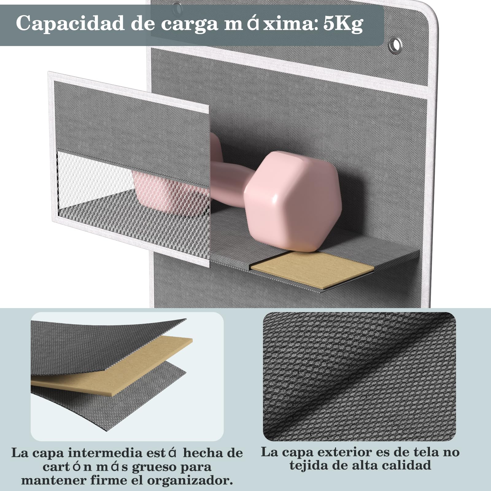 Estanteria Baño, Organizador Colgante con 5 Compartimentos | Organizador Armario Colgante, Organizador de Puerta, Colgador Plegable para Habitación, Baño