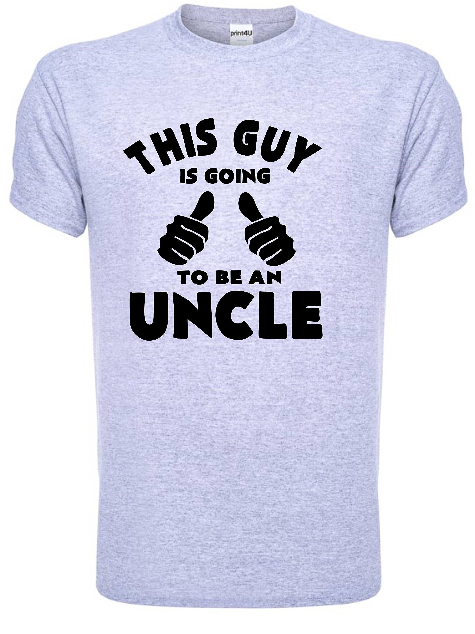 Print4u Men's Grey This Guy Is Going To Be A Uncle T-Shirt Medium Black Text