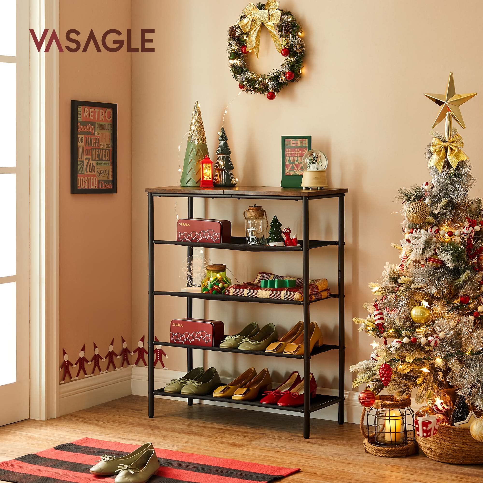 VASAGLE Shoe Rack 5 Tier, Narrow Shoe Organizer for Closet Entryway