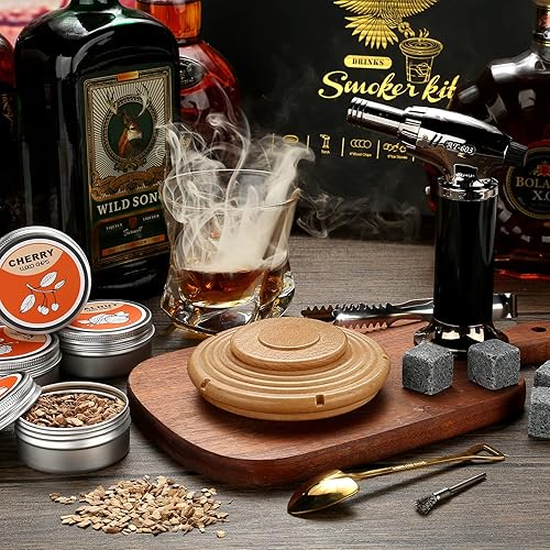 Miniatura 8 de Kit de ahumador de whisky, kit de ahumador de bourbon, regalos para él - Infusor de fumador de bebidas a la antigua, kit de ahumador de cumpleaños,