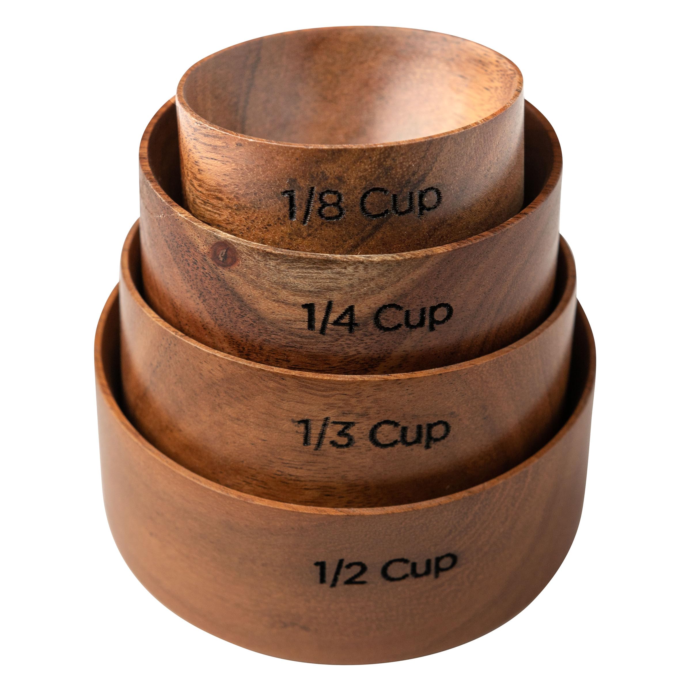 Karma, Acacia Wood Measuring Cups, Set of 4 Wooden Measuring Cups