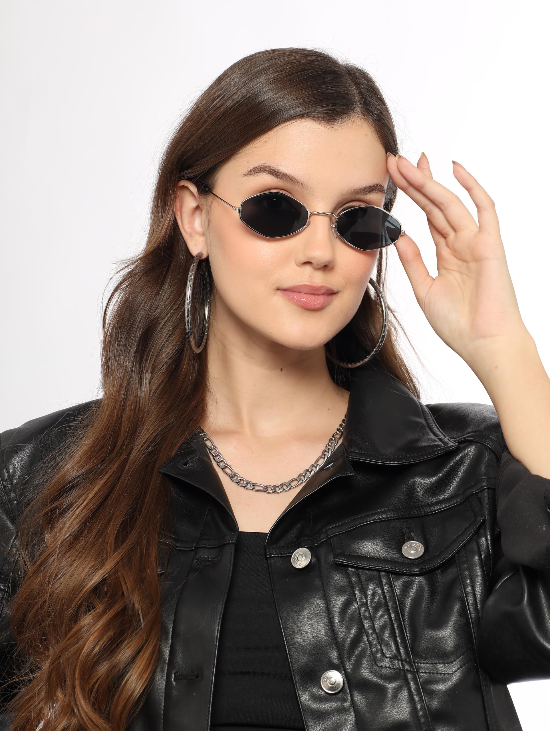 krillen shades Black Diamond Style Silver Frame Sunglasses,Goggles Shades For Women's UV Protected-Pack of 1-picture-17