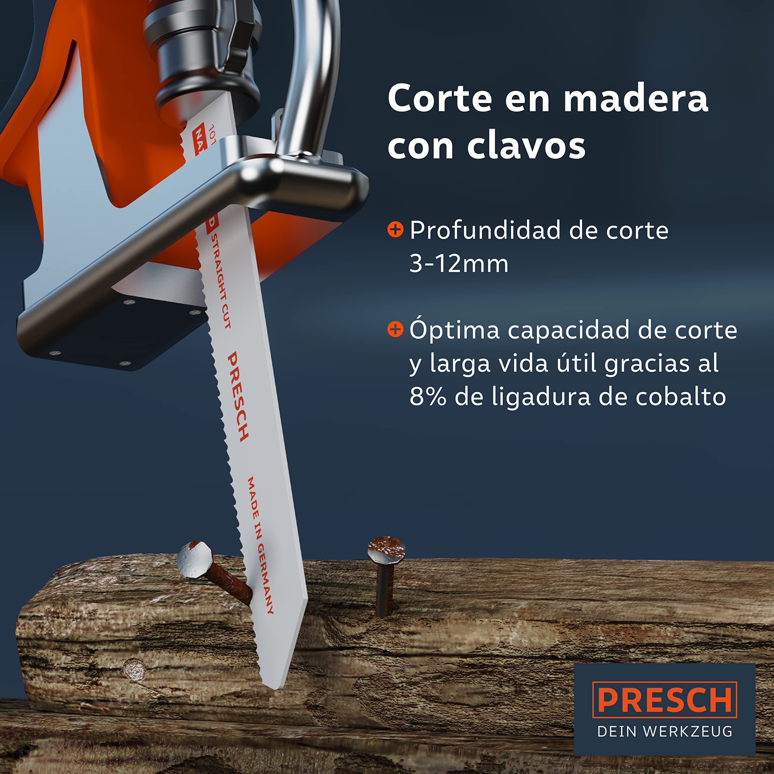 Presch Juego de sierras de sable para madera, metal y acero inoxidable 15 piezas - Juego completo de sierras de sable para cualquier aplicación, incluida la caja - Hojas Sierra Sable