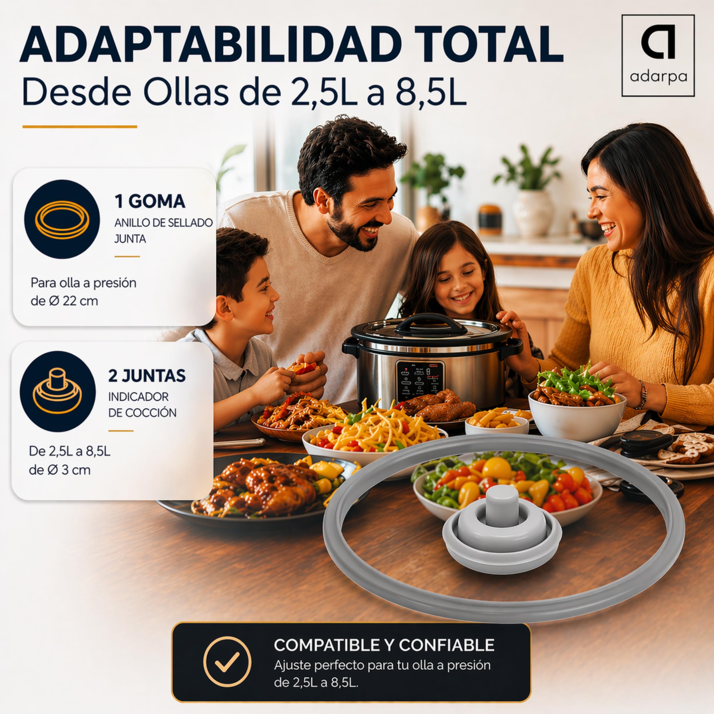 Repuestos para Olla a Presión WMF Perfect Plus y Perfect – Juntas de Sellado Ø22 cm, 2x Válvula, Compatible 2,5L-8,5L