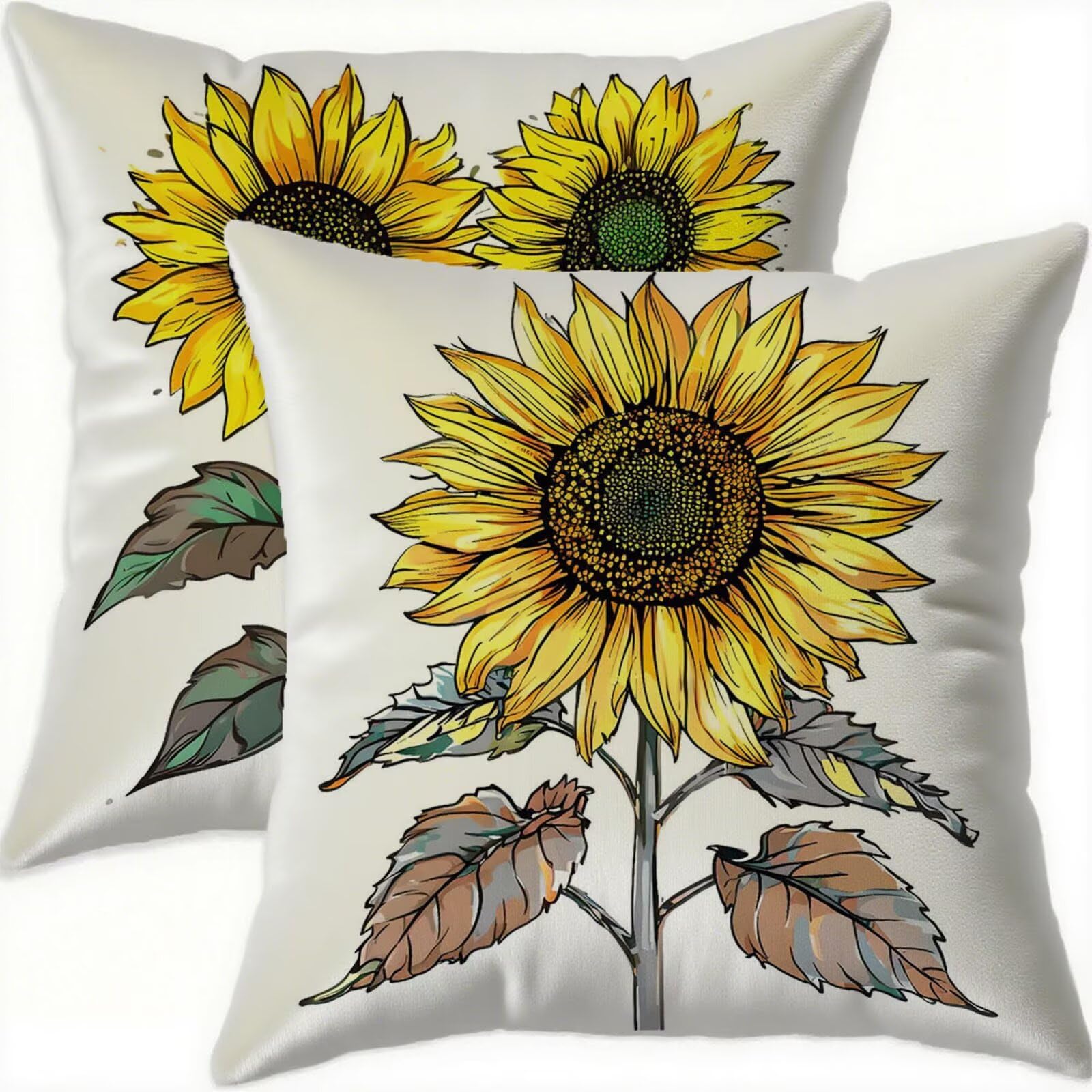 Housse coussin 70x70cm imperméable en velours jaune double face