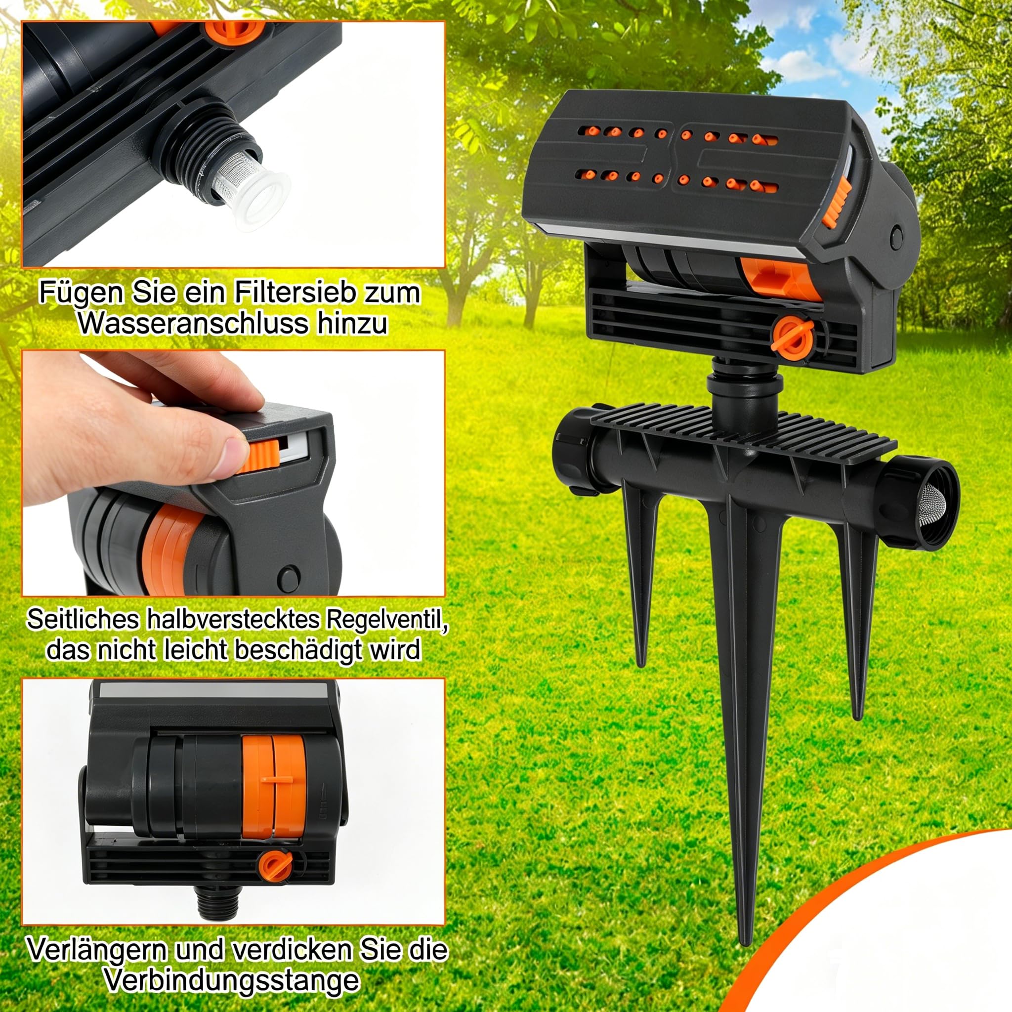 2 Stück Viereckregner 16 Löcher mit Bodennadel 90 M² Rasensprenger Viereckregner Fächerspray Einstellbarer Wasserdurchfluss Rasensprinkler von Pflanzen in Gärten Rasenflächen Gemüsegärten (2pcs)