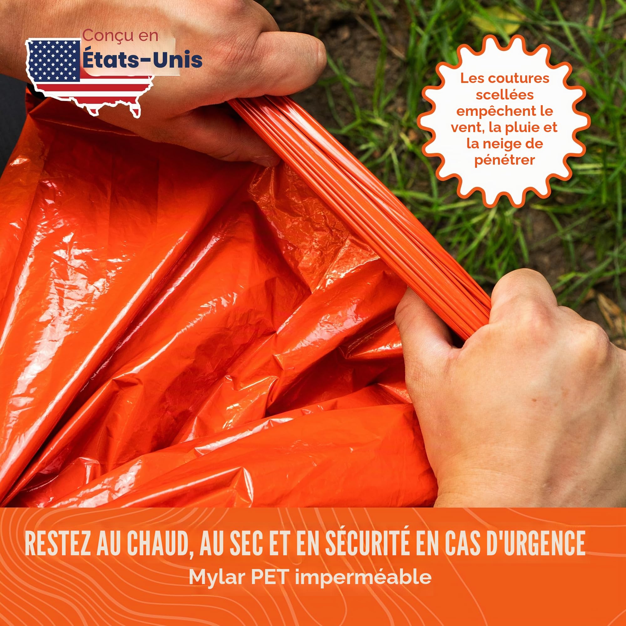 Go Time Gear Tente de survie d'urgence – Tente d'urgence pour 2 personnes – Utilisation comme tente de survie, abri d'urgence, tente tube, bâche de survie – Comprend un sifflet de survie et une