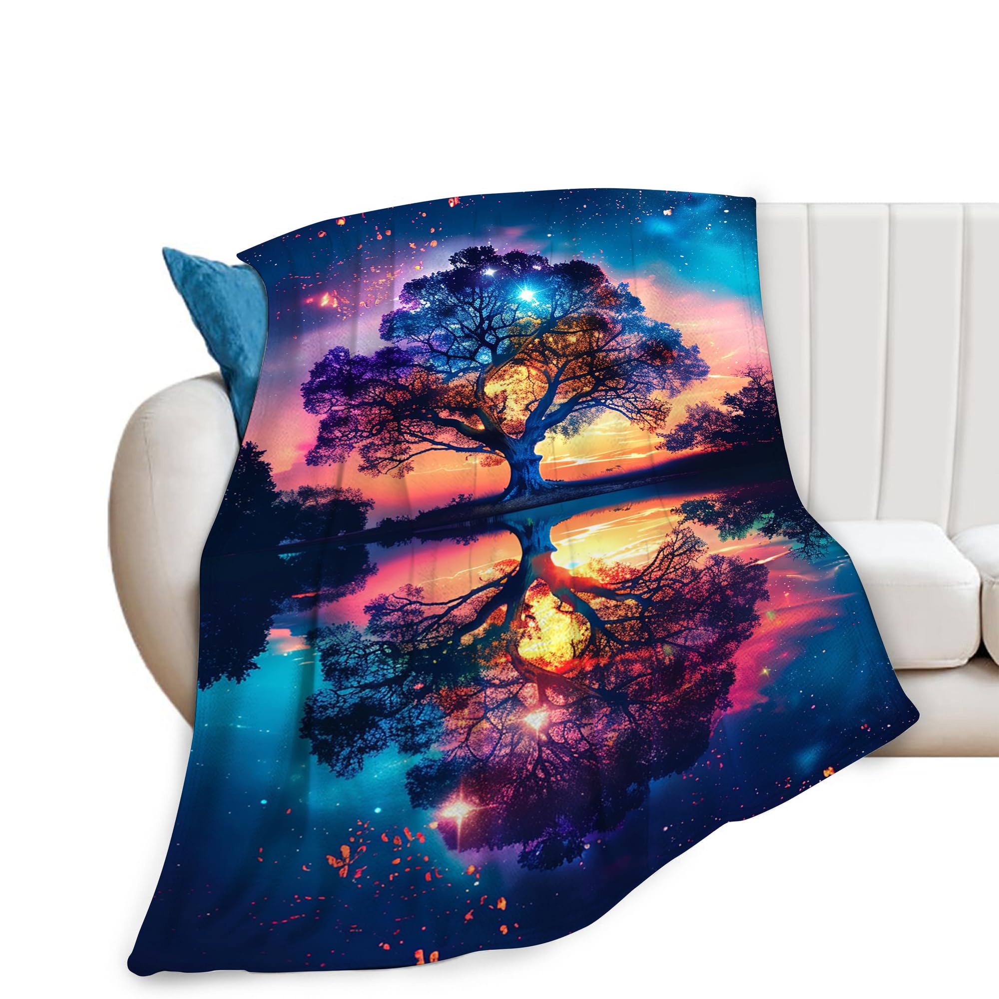Jerkboo Tree Fantasy Tree Of Life Fantasy Throw Blanket - Soft, Warm, Cozy Fleece For Couch, Sofa, Bed - 50"X40"