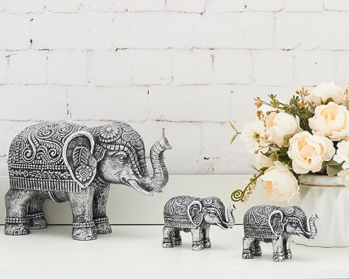 Miniatura 2 de Estatua de elefante grande de plata antigua, decoración del hogar, estatua de elefante trae buena suerte para el hogar, buen regalo de elefante de