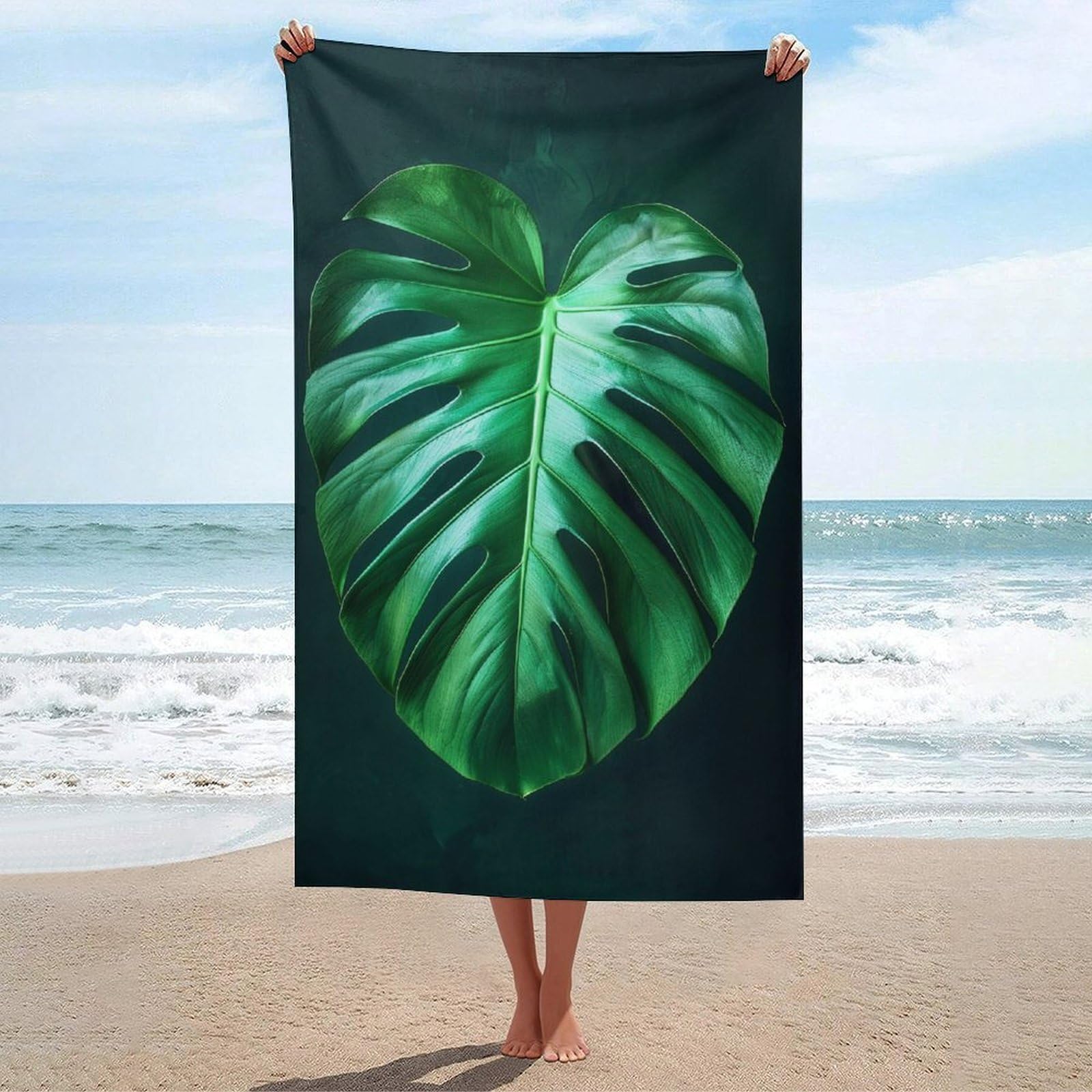 asbwuo Majestic Monstera Leaf Plants Beach Towel