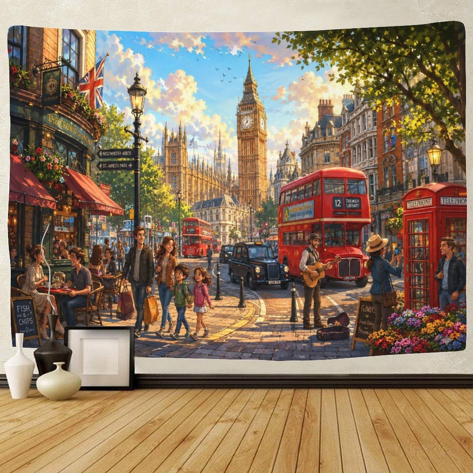GPMNBCXZK London Big Ben City View Wall Art Decor 3D Print Tapestry for Bedroom Tapestries Poster Curtain Bedroom College Dorm 130cmx150cm