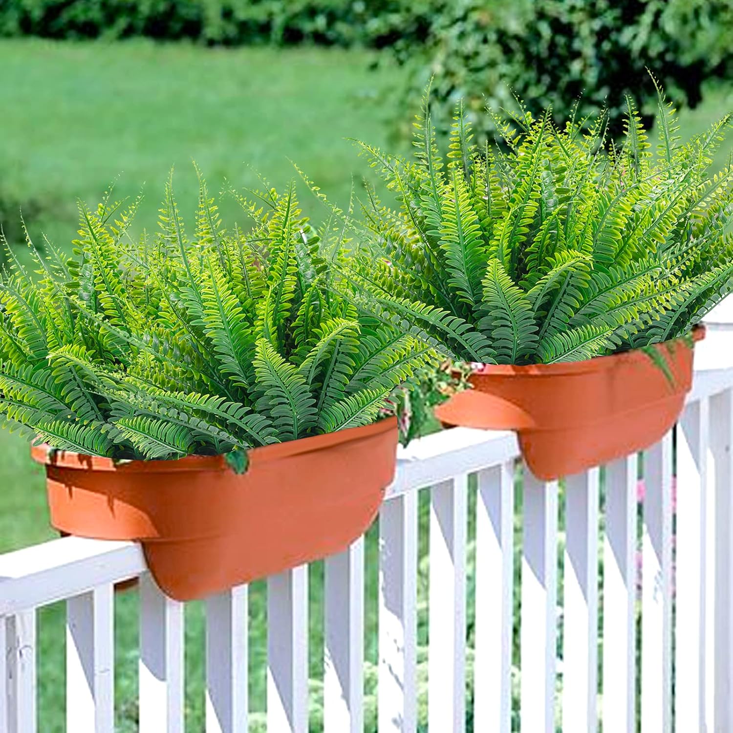 18 Pcs Artificial Ferns Plants Bushes Fake Boston Fern Shrubs Plastic Plant Greenery for Outdoor Indoor Home Garden Decor