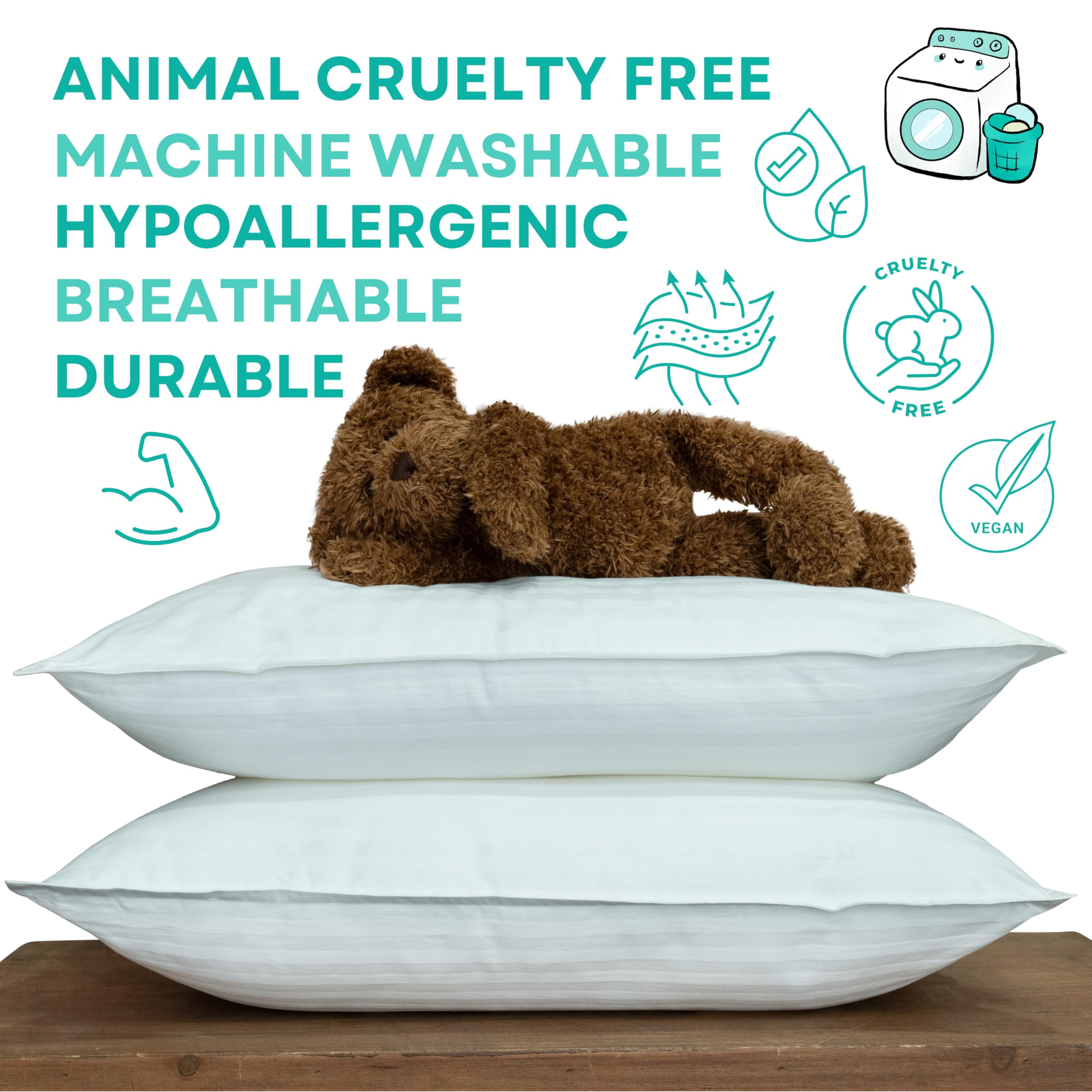 kinder Fluff Oreiller Enfant. Coussin en Coton 300T, Garnissage Doux, Taie Hypoallergénique et Lavable. Parfait pour Bébé, Enfants, Reposant, Sieste Maternelle, Décoration Chambre & Voyage.
