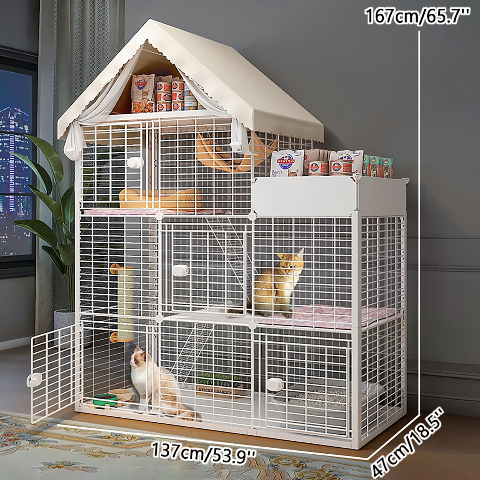Gabbia per Gatti Grande, Gabbia per Gatti Fai da Te per Interni Recinto per Gatti Staccabile Gabbia per Piccoli Animali Recinti per Gatti semichiusi, Ampio Luogo per Esercizi Ideale per 1-2