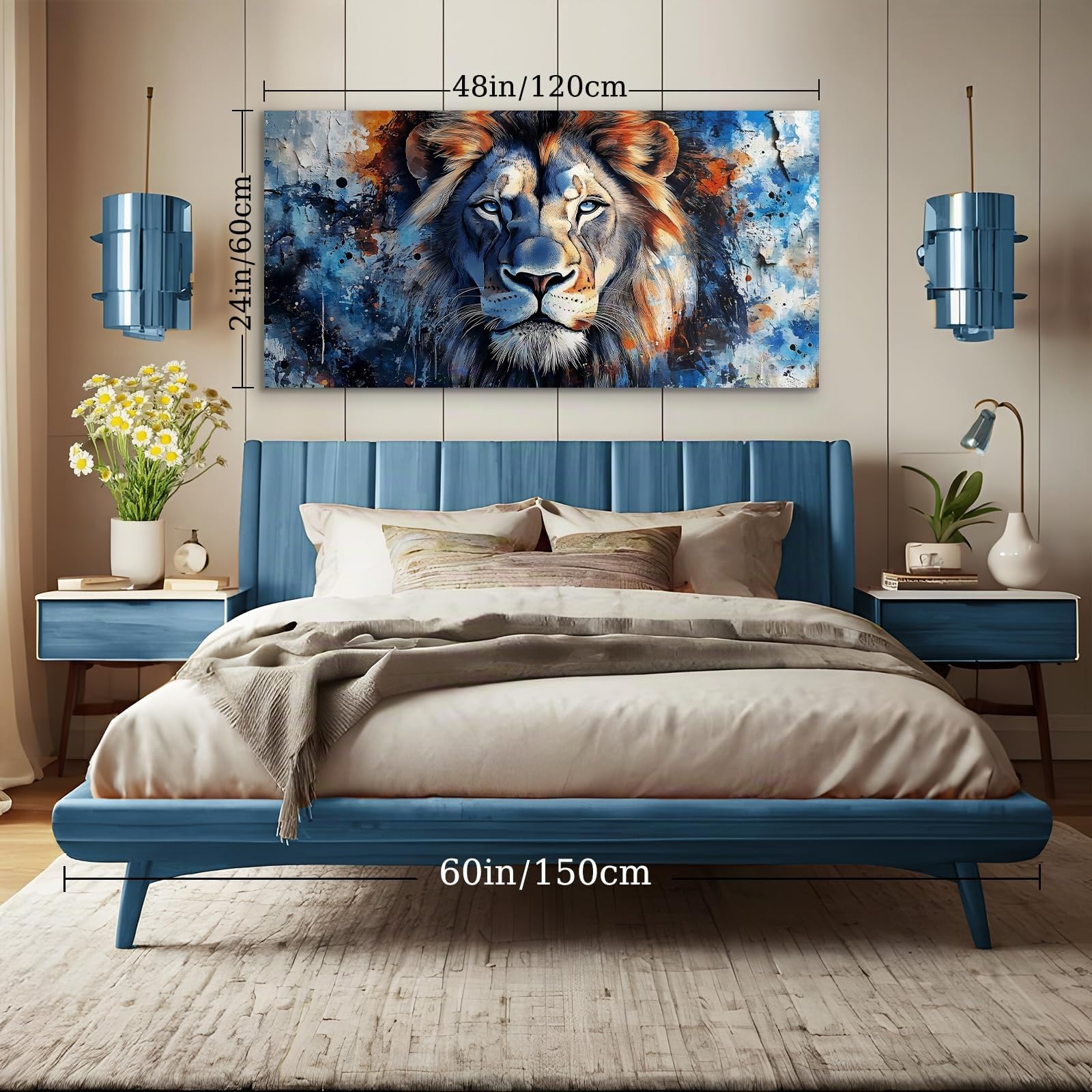 hyidecorart Tableau Decoration Murale Lion Artistiques Salon 50x100 cm