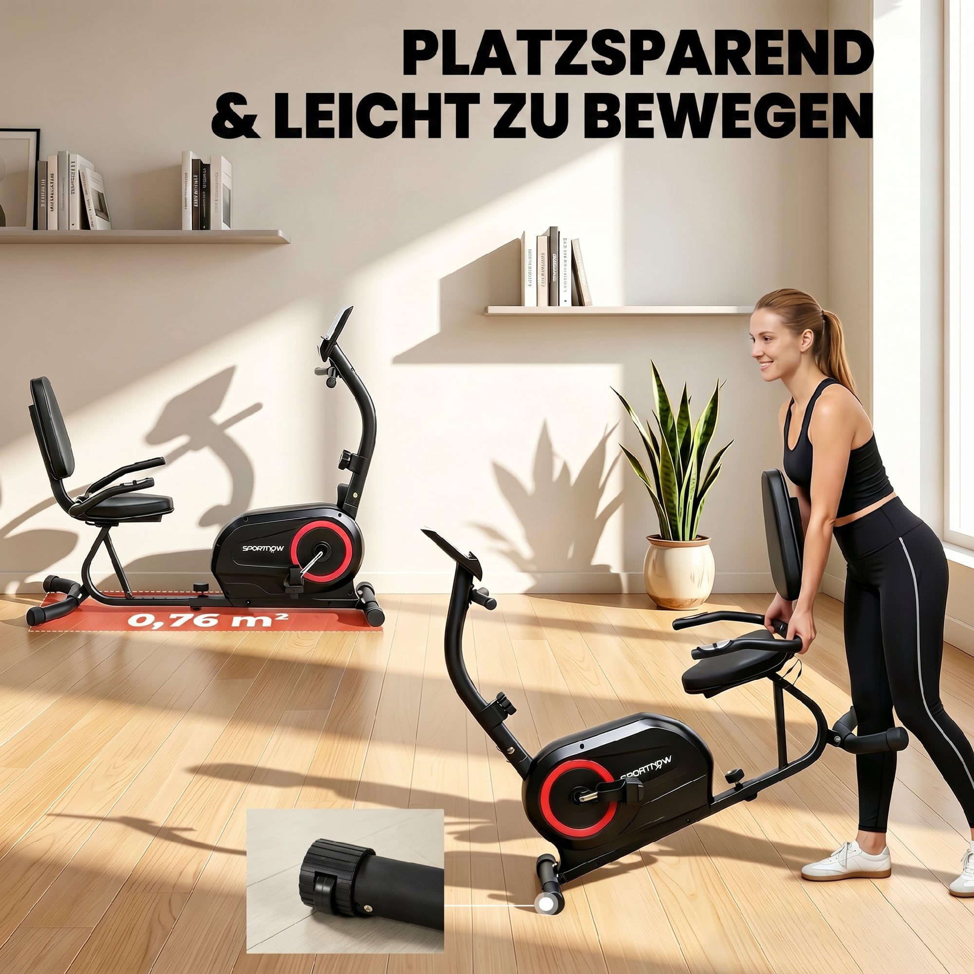 SPORTNOW Liegeergometer für Zuhause mit 8 verstellbar Widerstandsstufe Magnetbremse APP Pulssensor LCD-Display Verstellbar Fußriemen, Senioren Liegefahrrad Heimtrainer mit verstellbarer Rückenlehne